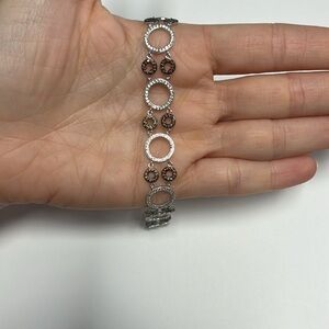 Suzy Levian Sterling Silver Brown White CZ Circle Bracelet NWT